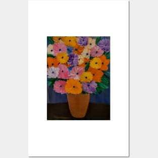 abstract carnations in vintage style vase Posters and Art